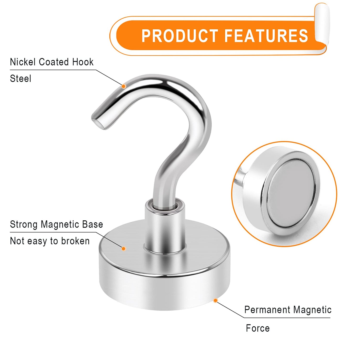 MIKEDE Black Magnetic Hooks 30LB Heavy Duty Magnet Hooks for Cruise Cabins Strong Magnets Neodymium with Hooks for Outdoor Hanging Brackets Refrigerator Locker Decoration Workplace -35Pack