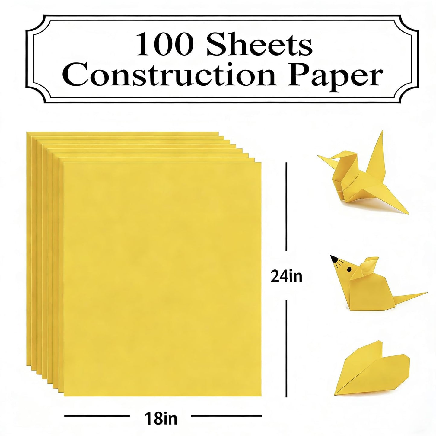 Large Yellow Construction Paper 17.3”x23.4” Craft Paper for Drawing Poster DIY Art Project Medium Weight 100 Sheets