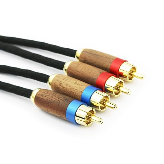 NewFantasia Audiophiles 2RCA Male to 2RCA Male Stereo Audio Cable HiFi System Interconnect Cable 6N OCC Copper Silver Plated Cord Walnut Wood Shell 2 RCA to 2 RCA 3m 10ft