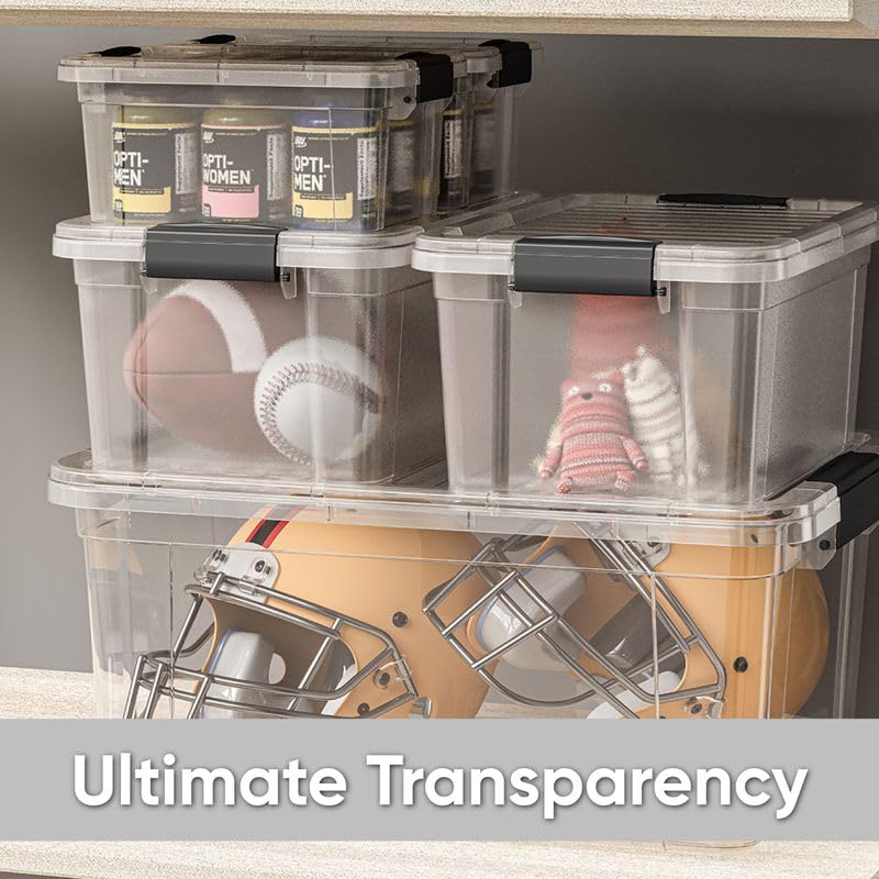 3.4 Quart Clear Plastic Storage Boxes with Lids (4 Count)