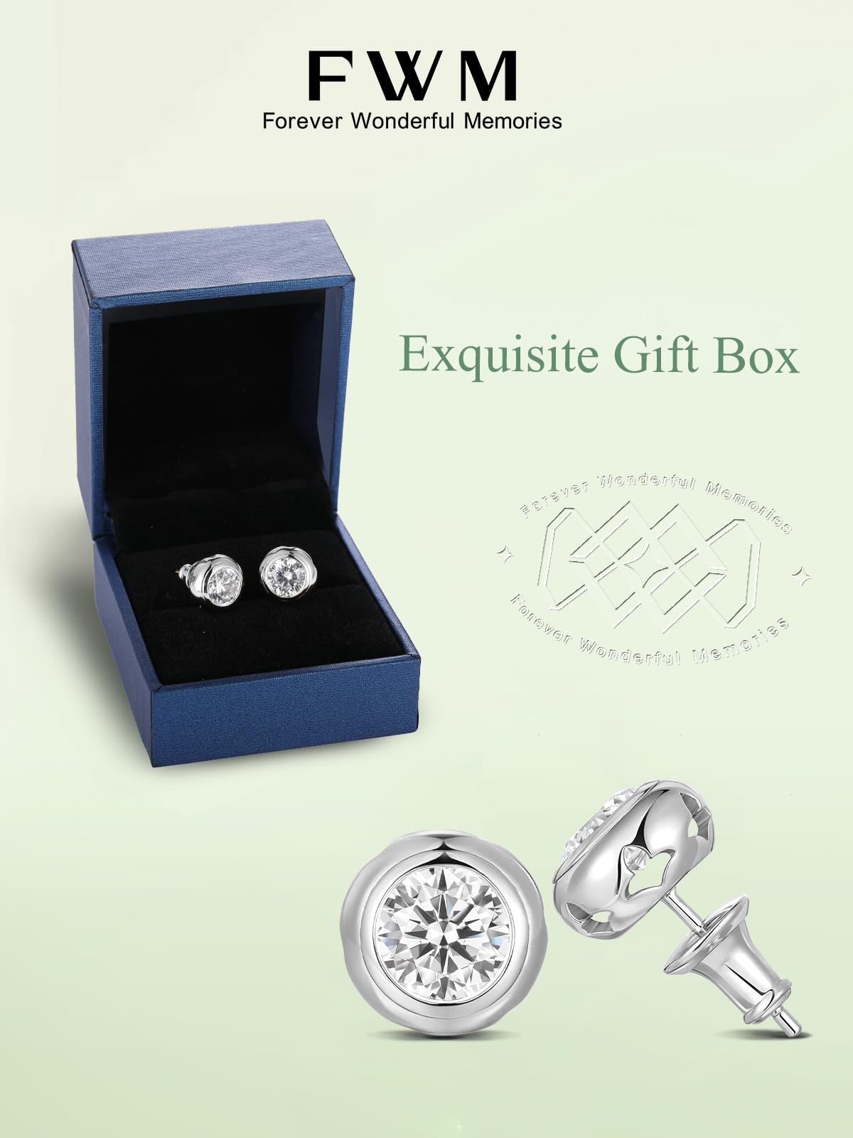 Womens Sparkle Cubic Zirconia Stud Earrings Simple Lightweight Simulated Diamond Earrings 925 Silver Post