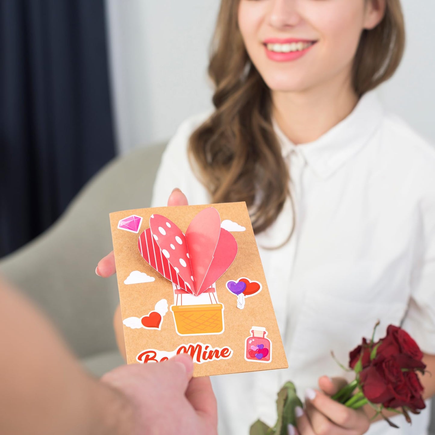 80UncleKimby 28Sets Valentines Day Crafts Card Making Kit DIY 3D Heart Cards with Envelopes Conversation Hearts Arts Craft Classroom Exchange Party Favors Bulk Supplies