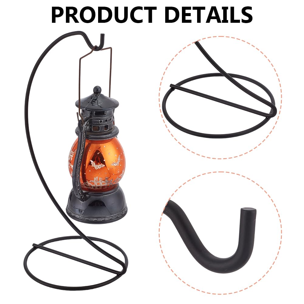 DELORIGIN 6pcs Ornament Display Stand Hanger Holder Glass Globe Iron Wire Stand Hanging Hook Rack for Christmas Lanterns Hanging Air Plant Terrarium Witch Ball Decor DIY Art Craft Display(Black)