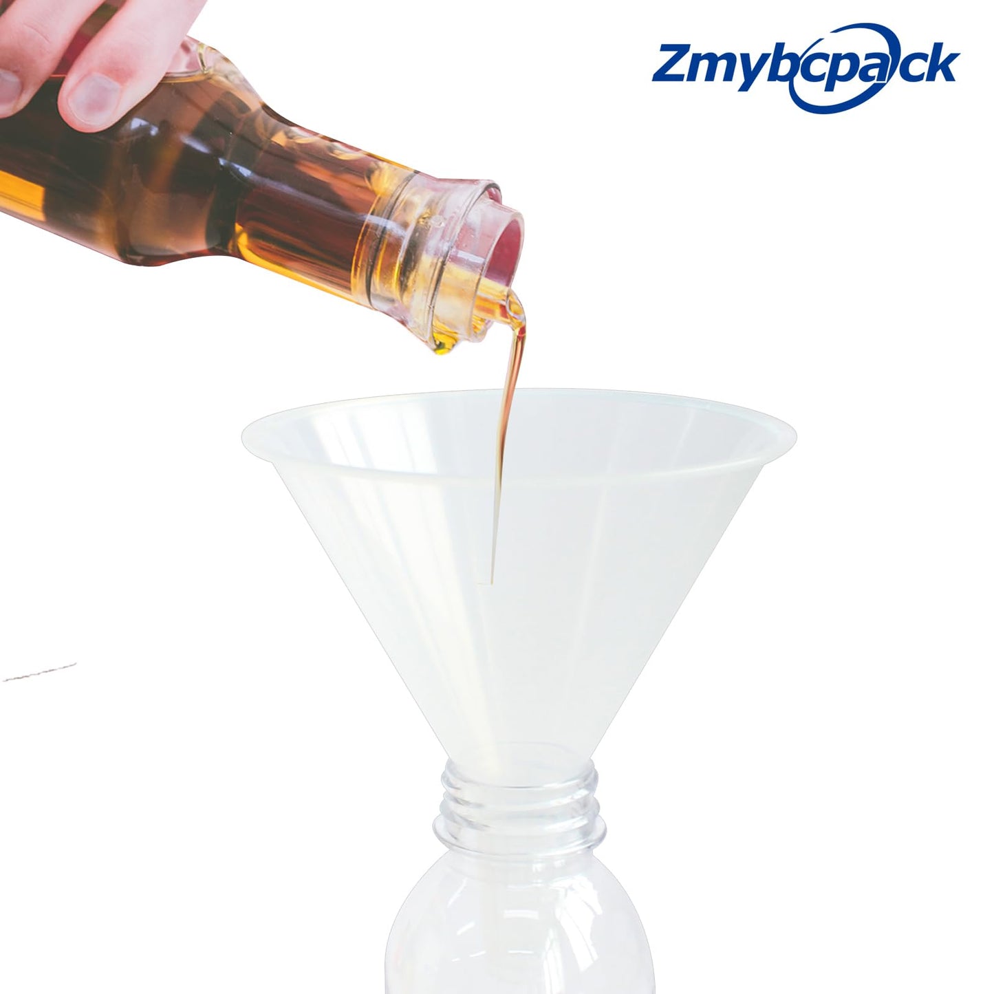 8 Pack Multi-Purpose Plastic Funnels with Long Reaching Spout (4.7”) for Water Bottle, Easy and Smooth Content Transfer by ZMYBCPACK