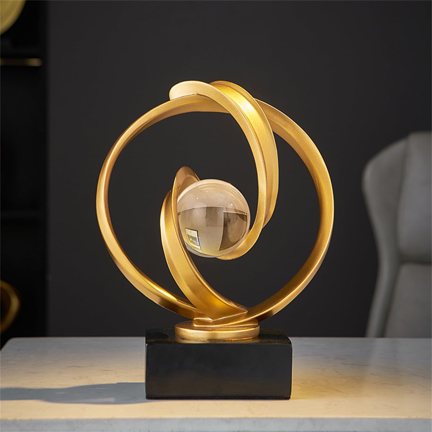 AWNR Gold Abstract Sculpture House Decor Aesthetic - Home Décor Accents for Nightstand, Shelves, Dining Room, Entryway Table, Office, Desk Accessories
