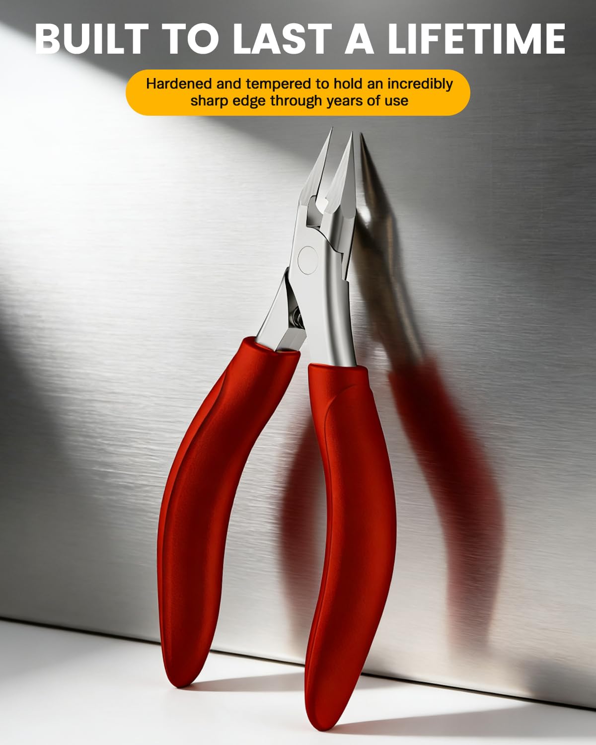 BEZOX Toenail Clippers for Thick & Ingrown Nails – Heavy Duty Toe Nail Clipper for Seniors for Thick Toenails with Comfort Grip & Long Handle - Red