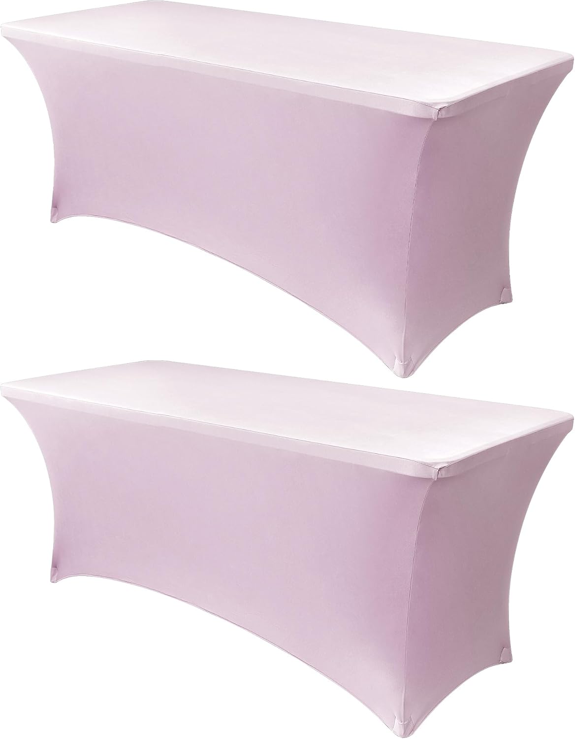 Obstal 6ft Stretch Spandex Table Cover for Standard Folding Tables - Universal Rectangular Fitted Tablecloth Protector for Wedding, Banquet and Party, 72L x 30W x 30H Inches, Light Pink, 2pc