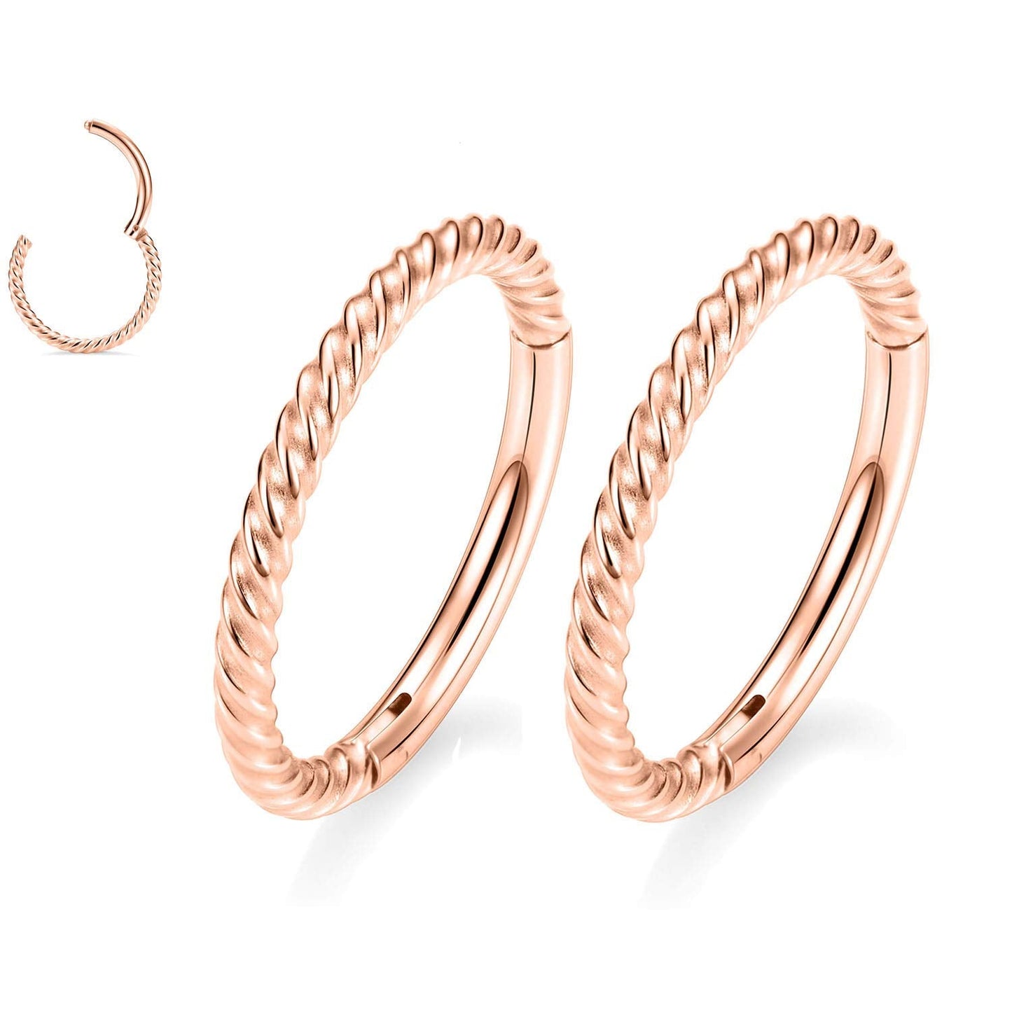 Septum Jewelry: Nose Rings Hoops & Clickers - 16g, 12mm, Rose Gold & Surgical Steel