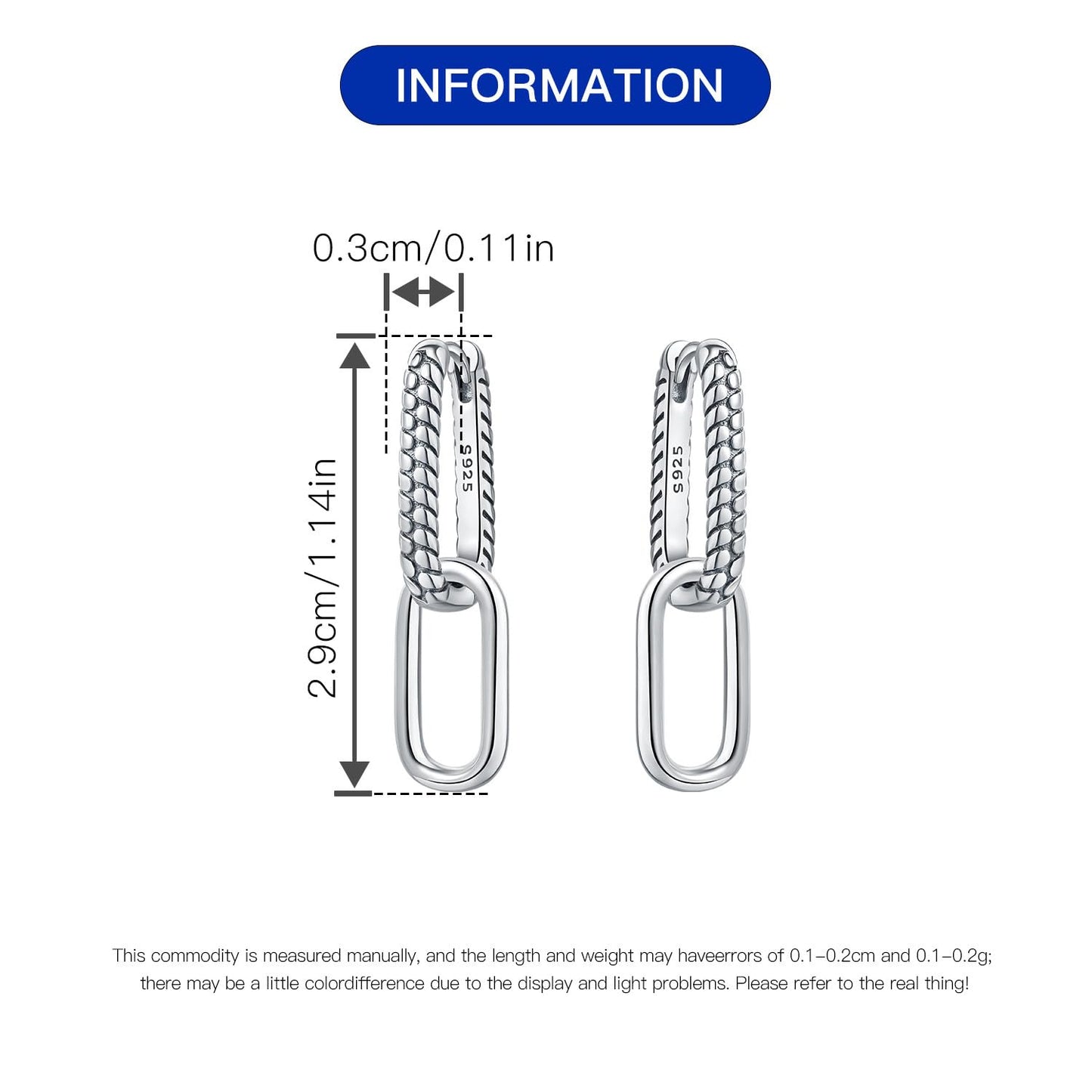 Cycuff 925 Sterling Silver Hoop Earrings Colorful Cubic Zirconia Jewelry Drop Earrings for Women Set Earring Presents for Her