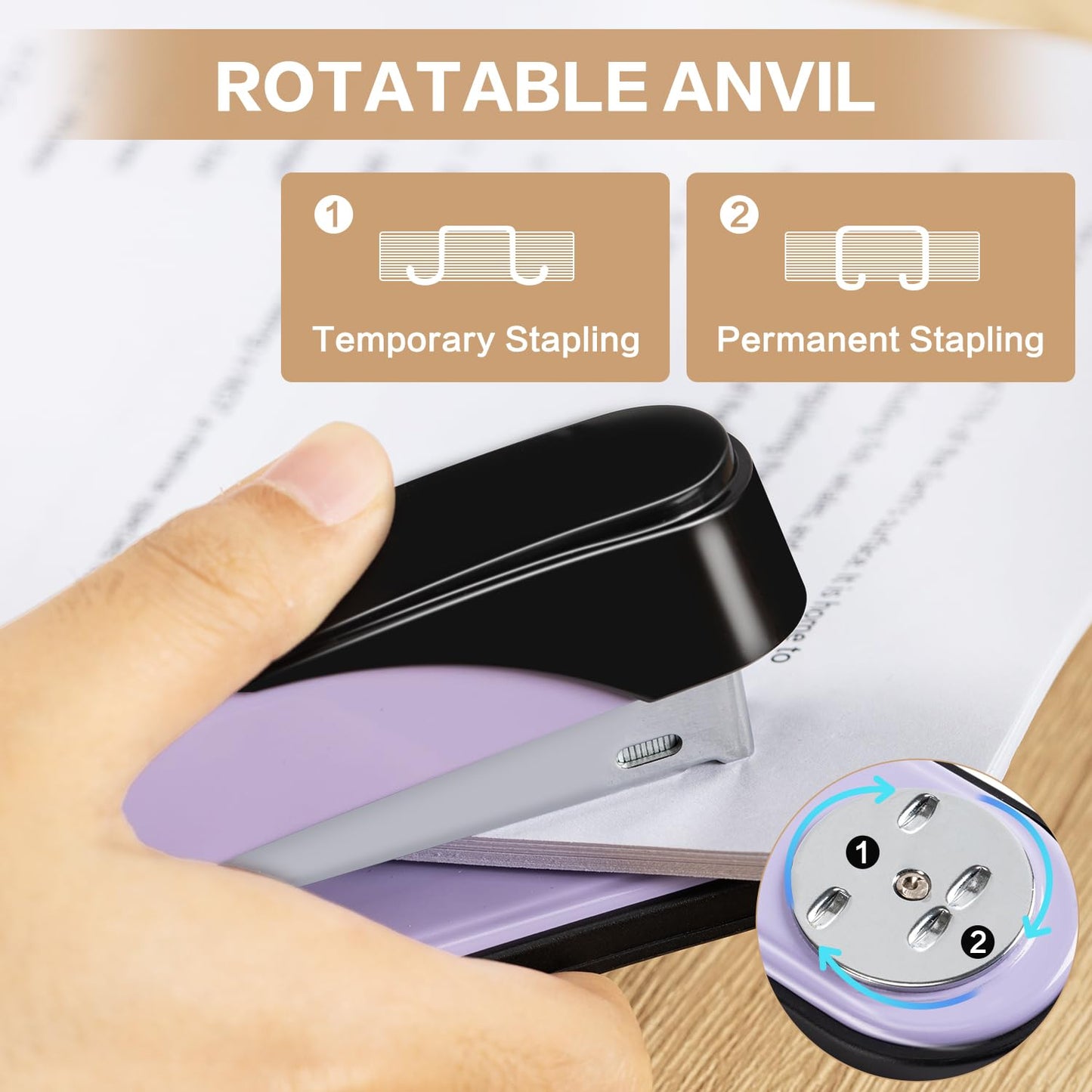 Deli Stapler Heavy Duty, Full Strip Staplers for Desk with 2000 Staples and Staple Remover, 50 Sheet Capacity, No Jam, Non-Slip Office Stapler with Staples for Office, Classroom, Purple