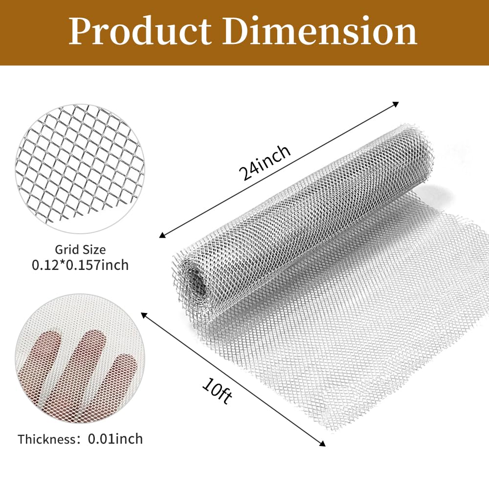 Aluminum Wire Mesh Roll for Crafts, 24 Inch by 10 Foot Sculpting Wire Mesh, Sculpting Clay, Wall Art, DIY Projects, Dioramas, Home Decor