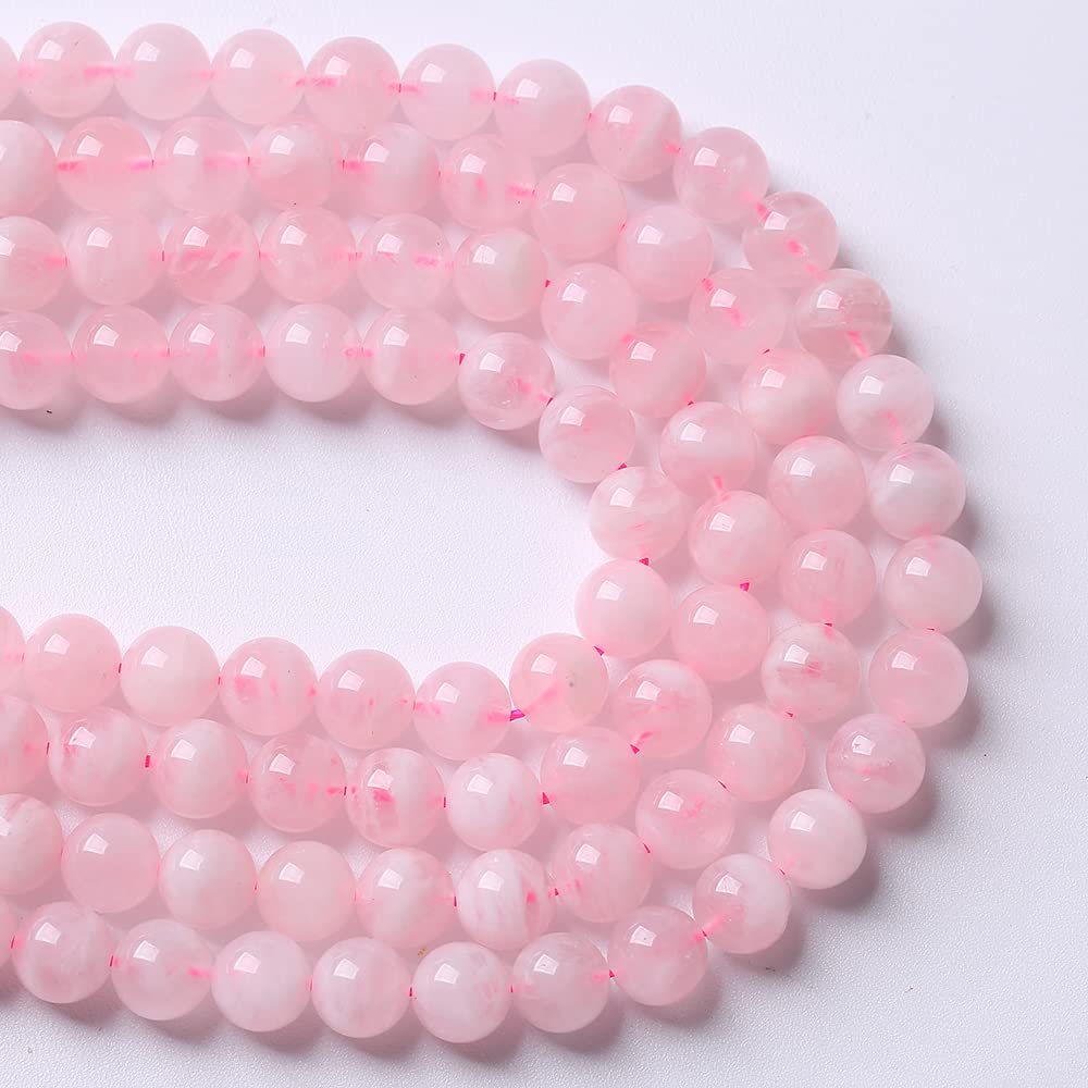 36pcs 10mm A+ Natural Madagascar Rose Quartz Crystal Beads Energy Crystal Healing Power Gemstone for Jewelry Making DIY Bracelet Necklace (Madagascar Rose Quartz, 10mm)
