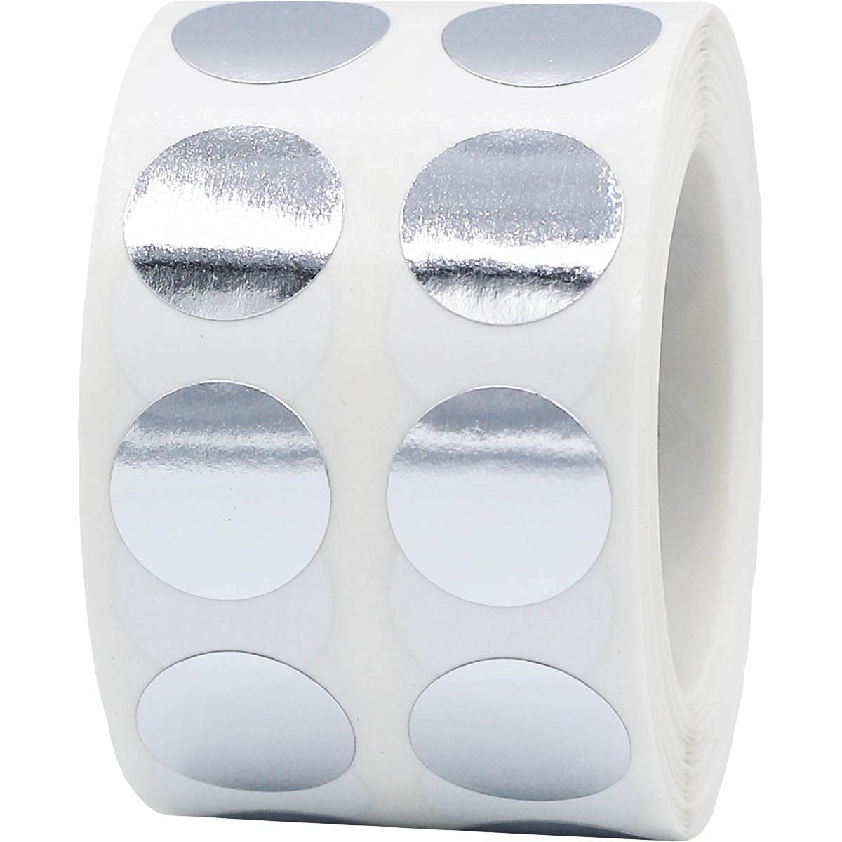 Metallic Silver Circle Dot Stickers, 1/2" Inch, 1000 Labels per Roll - Ideal for Organizing, Decorating, Labeling and Crafting in Homes, Schools, and Office Use