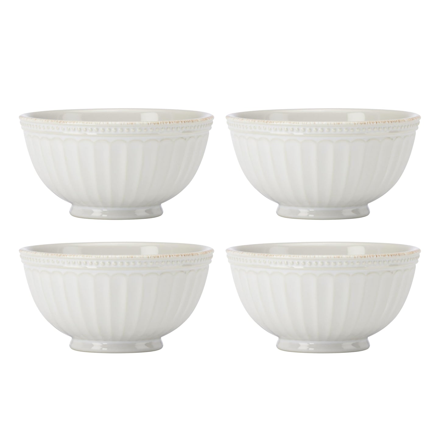 Lenox Dinnerware Sets, French Perle Groove White 24-Piece Dinnerware Set, Service For 8, Stoneware, Dishwasher Safe, Microwave Safe, Bowls, Plates And Bowls, Dinner Dishes, Plates (White, 24 Piece)