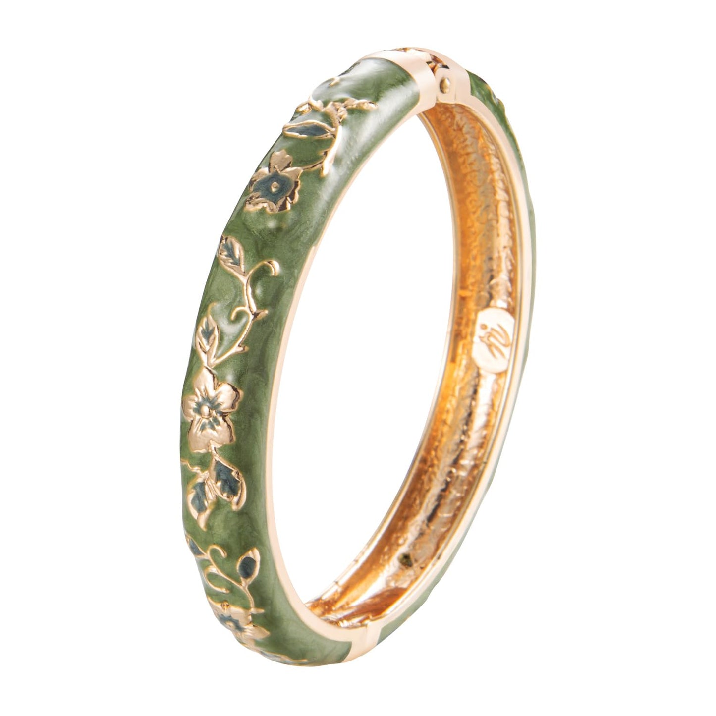 UJOY Bangles 5 Pcs Enamel Jewelry Set Rose Flower Engraved Cloisonne Bracelets Pack in a Box 5PCS Green