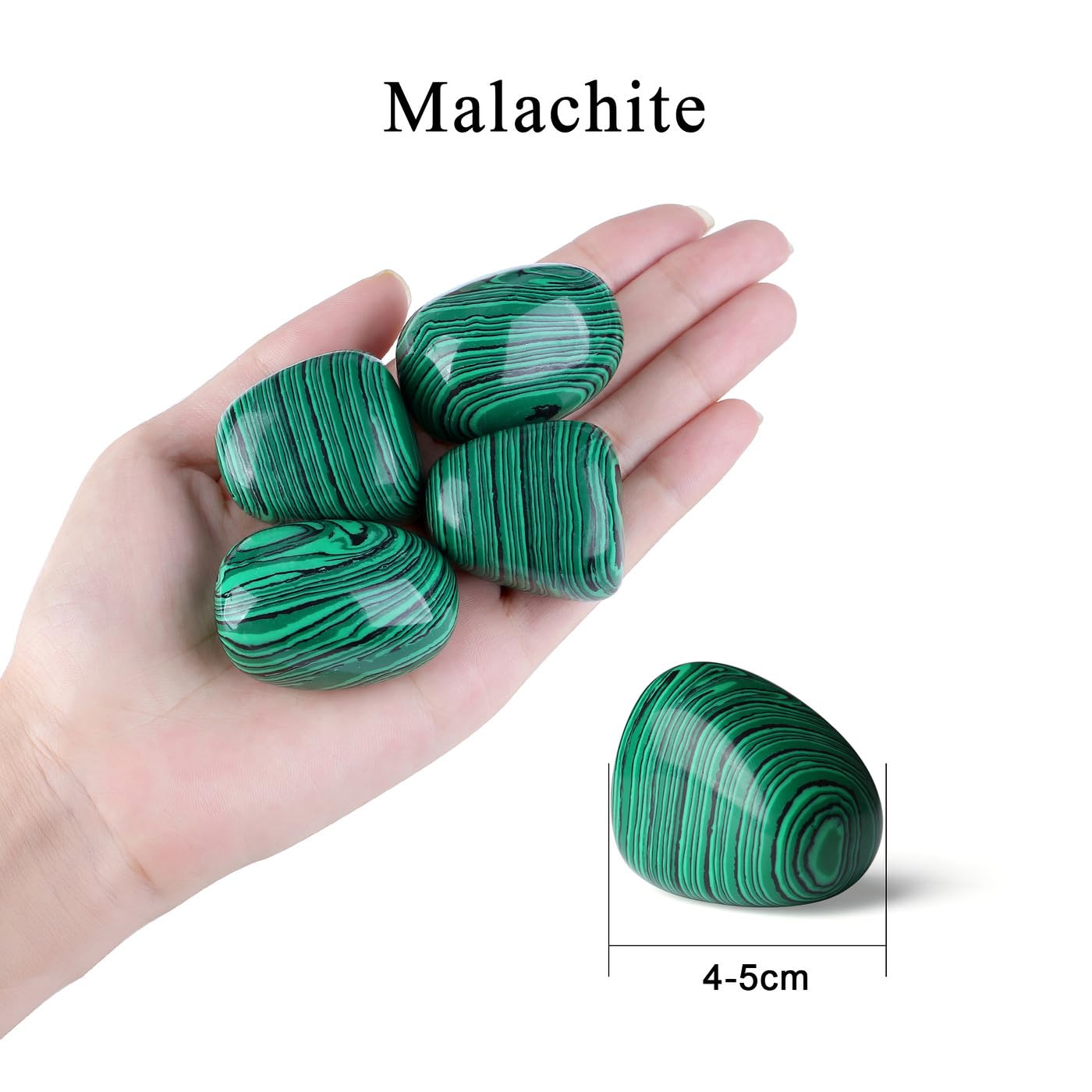 MAIBAOTA 1.6-2.0" Malachite Crystals Large Malachite Stone Reiki Natural Tumbled Polished Stones for Energy Witchcraft Therapy Meditation DIY Crystals for Protection