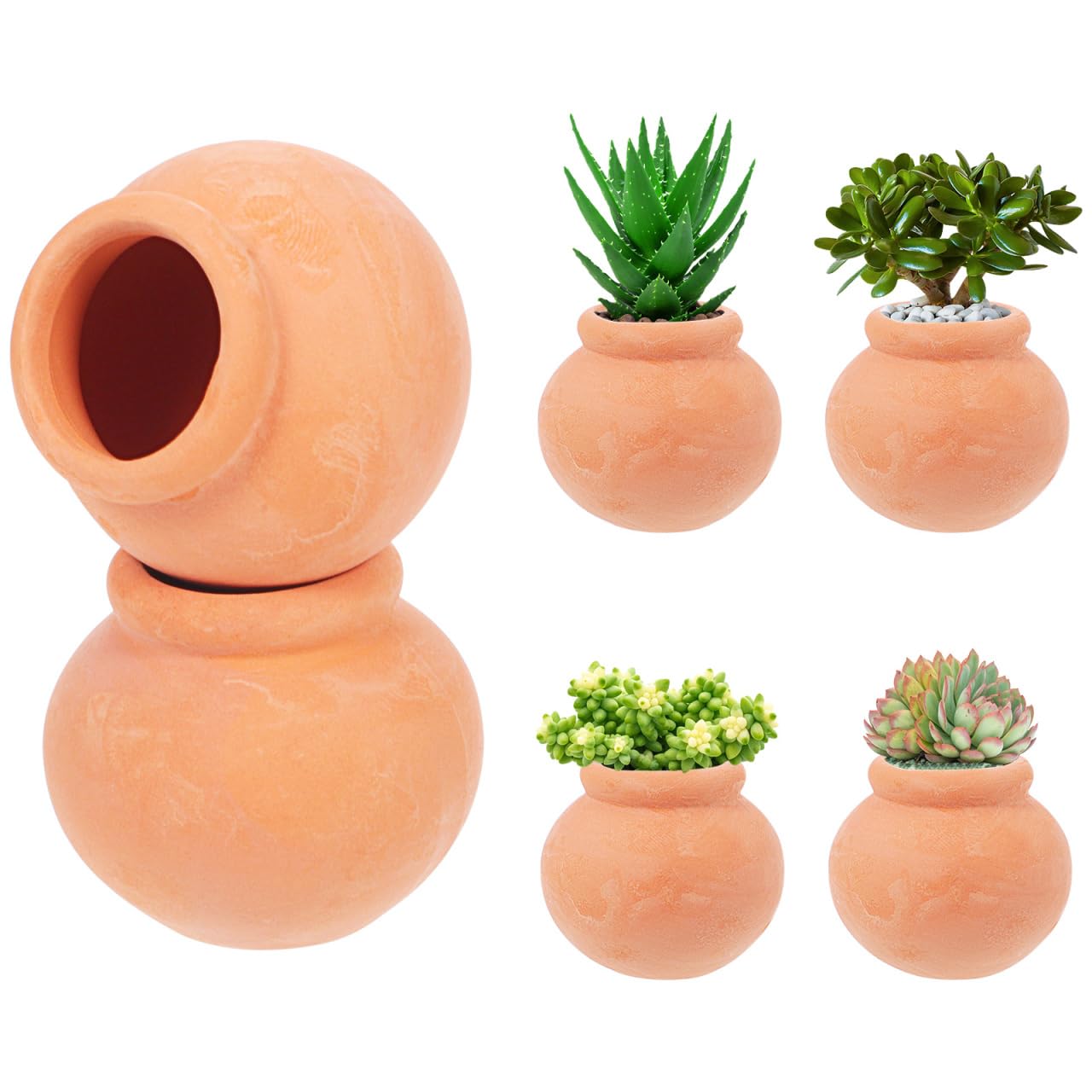 Yardwe Mini Terracotta Flower Pots, 6-Pack Small Clay Succulent Planters for Indoor Plants Desktop Garden Decor 3.2X2.2X2.2 Inches