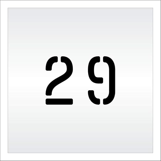Pavement, Curb, and WheelStop Stencils - 4 inch Double Number Stencil - (29) - 4" x 5.5" x 1/16" (63 mil) - Light-Duty