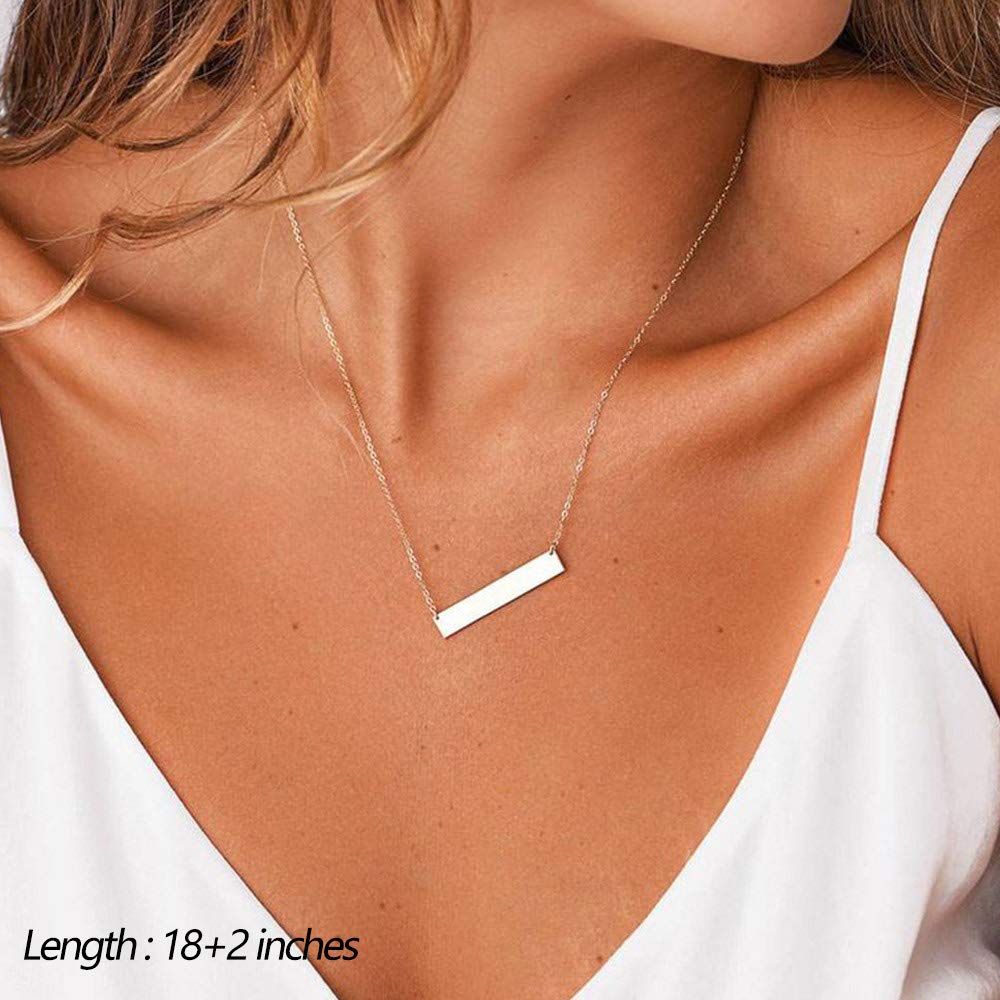 Turandoss Delicate Layering Choker Bar Necklace Hammered Disc Necklace Womens Layering Necklaces for Women