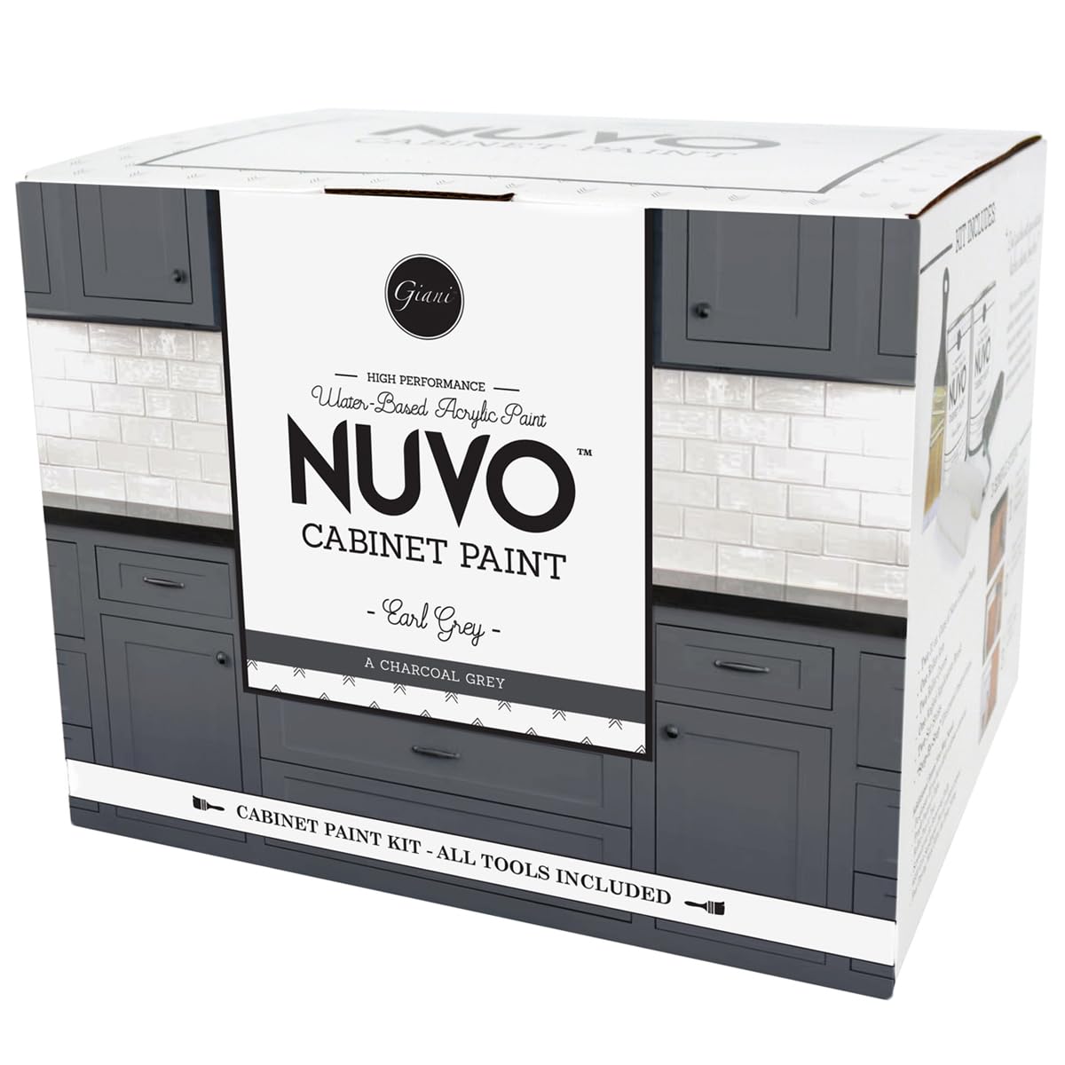 Nuvo Earl Grey Cabinet Makeover Kit - Easy DIY 7-Piece Set, Classic Charcoal, Long-Lasting Finish