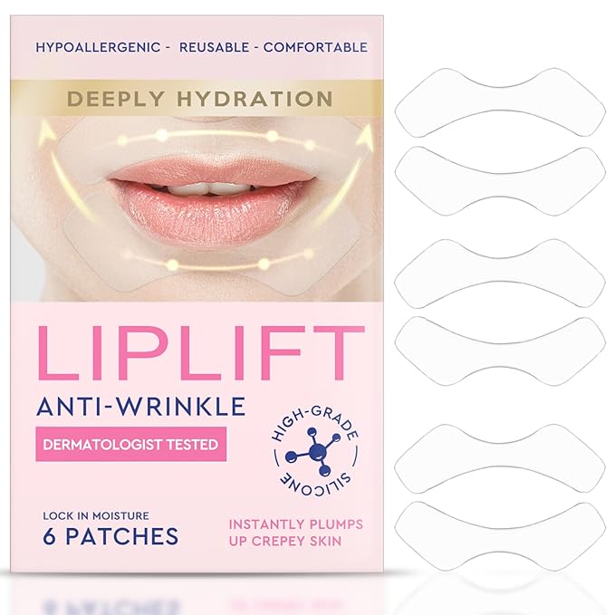 Anti Wrinkle Patches for Lip, Smile Line Patches, Overnight Smoothing Anti-Wrinkle Face Patches for Smile Line & Lip Area, 6 Pcs
