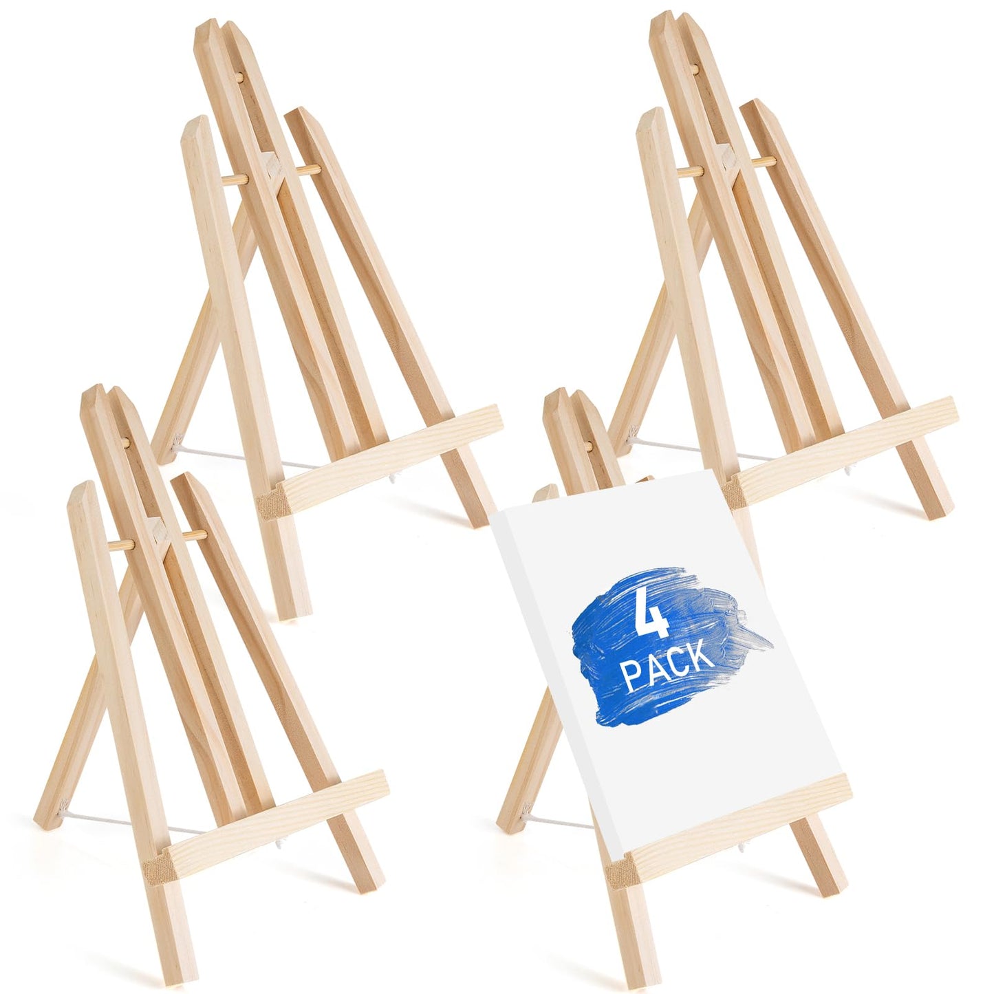 Falling in Art 12Inch Wood Easel Stand, Tabletop Display Stand A-Frame Artist Easel for Painting Canvas, Portable Photo, Picture and Sign Holder (4 Pack)