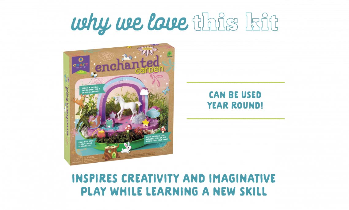 Craft-Tastic Enchanted Garden - DIY Nature Craft Kit - Outdoor and Indoor - Grow and Play - Comes with Unicorn, Seeds, and Garden Decorations - Ages 4+ with Help