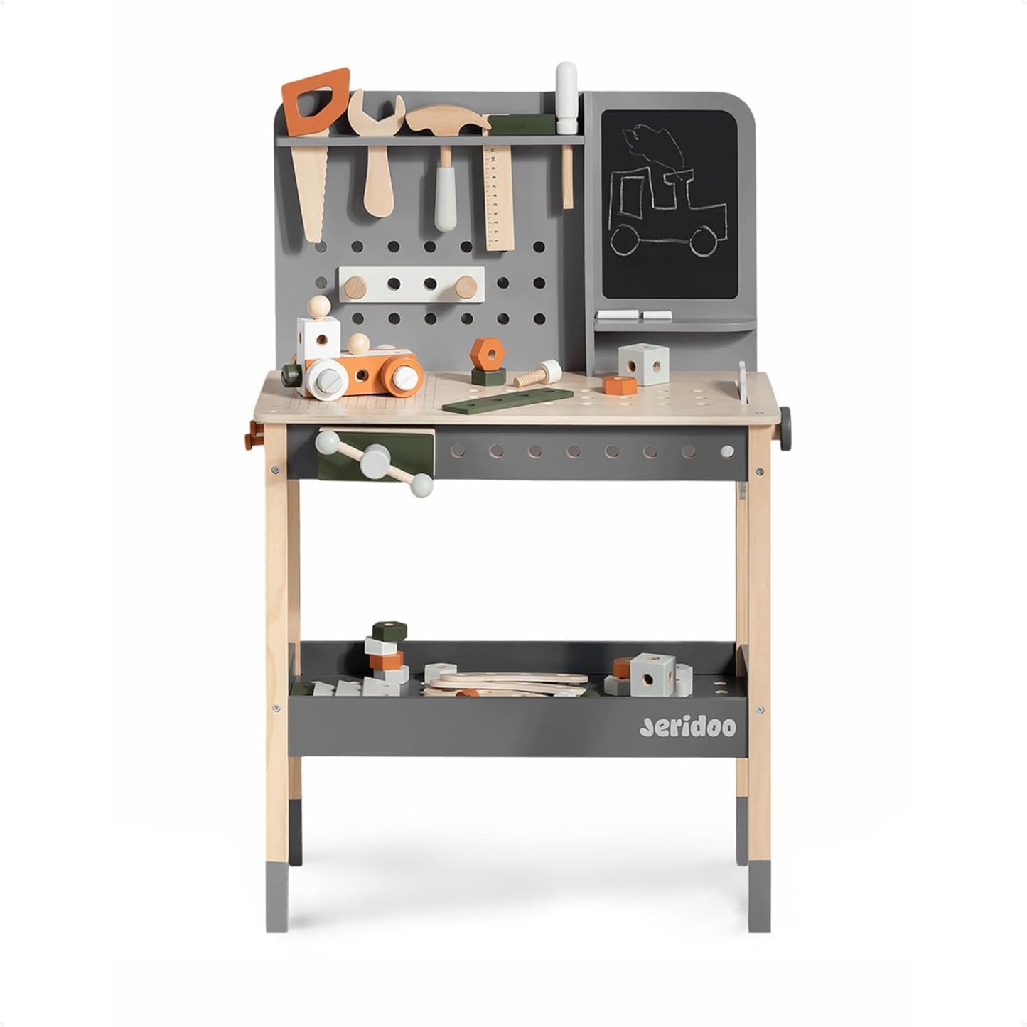 Tool Set, Children's Wooden Workbench Workshop Jeridoo Screw and Nut