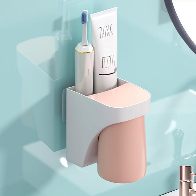 Toothbrush Holder Wall Mounted Suction Cup Set, sgzscl Bathroom Storage Organizer Space Saving for Family Members Father Mother and Son/Daughter (Noblewhite)