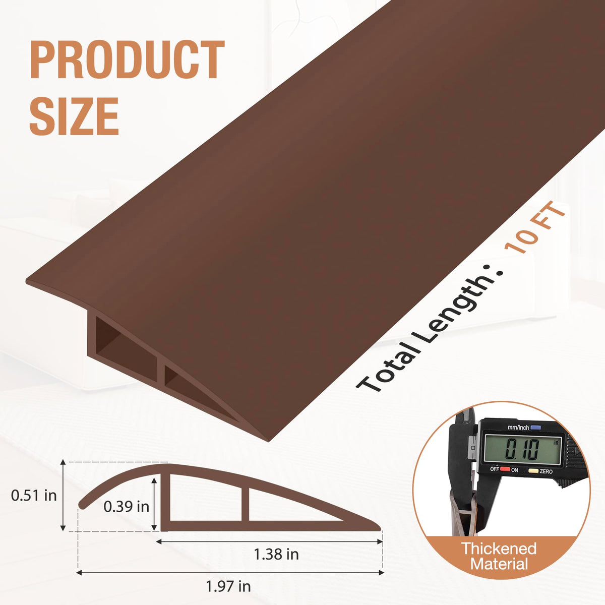 Floor Transition Strip Self Adhesive Vinyl Door Threshold Strip (10 Foot)