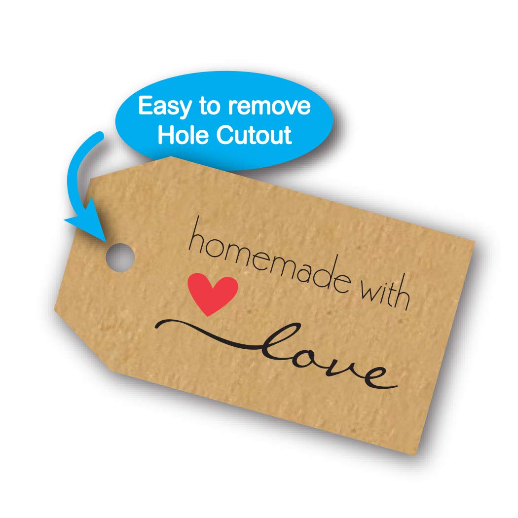 1.15" x 2" Natural Brown Kraft Homemade with Love Gift Tag Stickers / 500 Present Labels/Small Business Decals