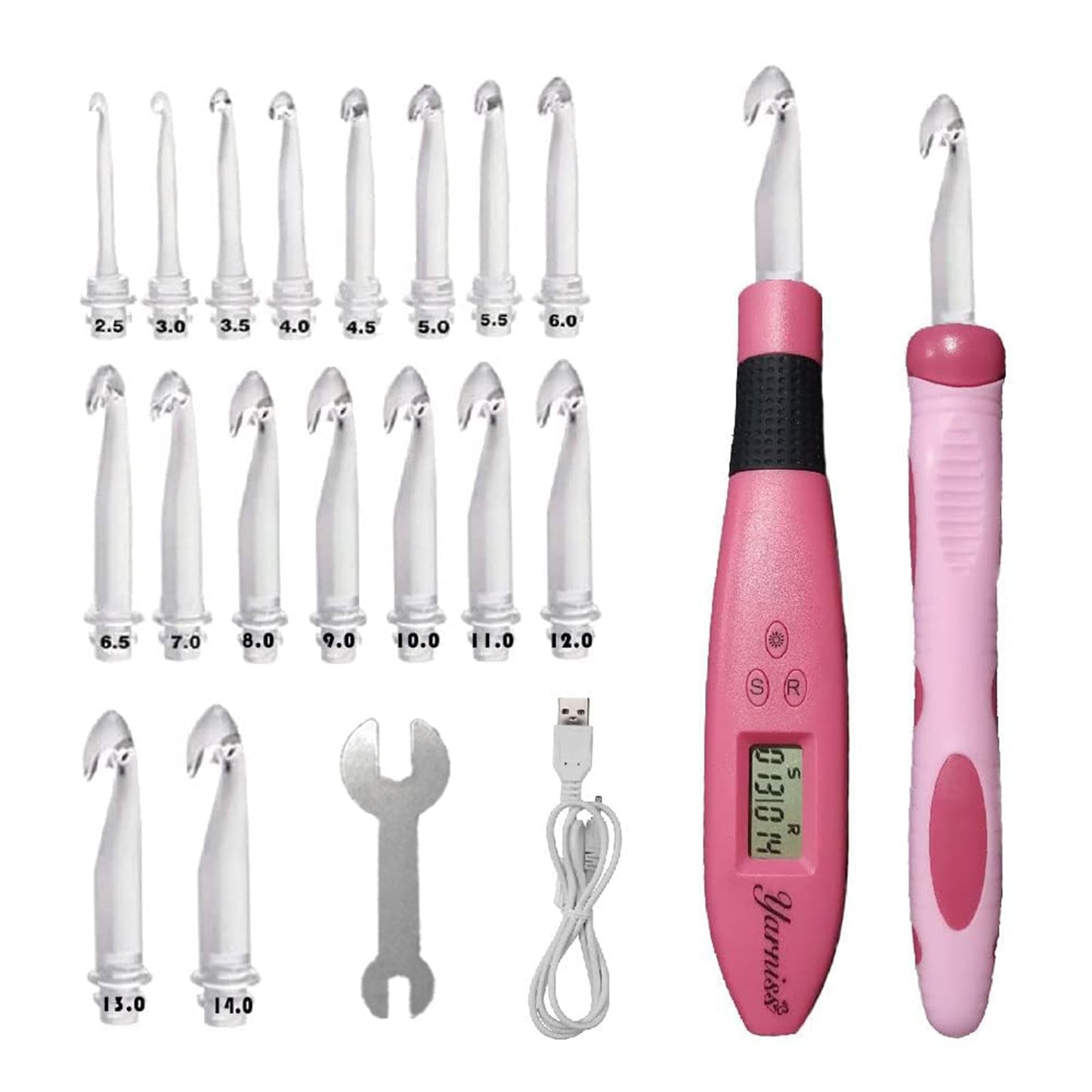 Yarniss 17 Size Counting Crochet Hooks Set, Light Up Crochet Hooks for Stitch & Row Counter