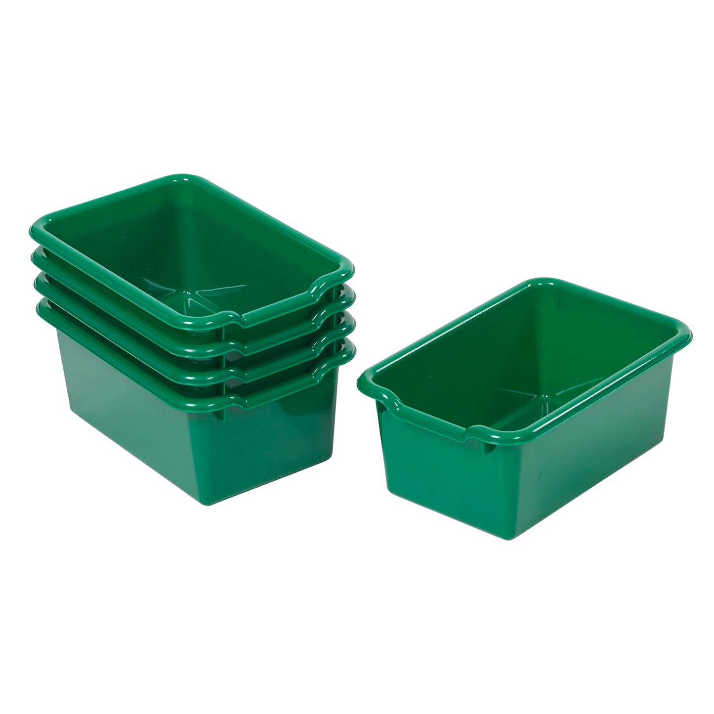 ECR4Kids Scoop Front Storage Bin, Multipurpose Organization, Green, 5-Piece