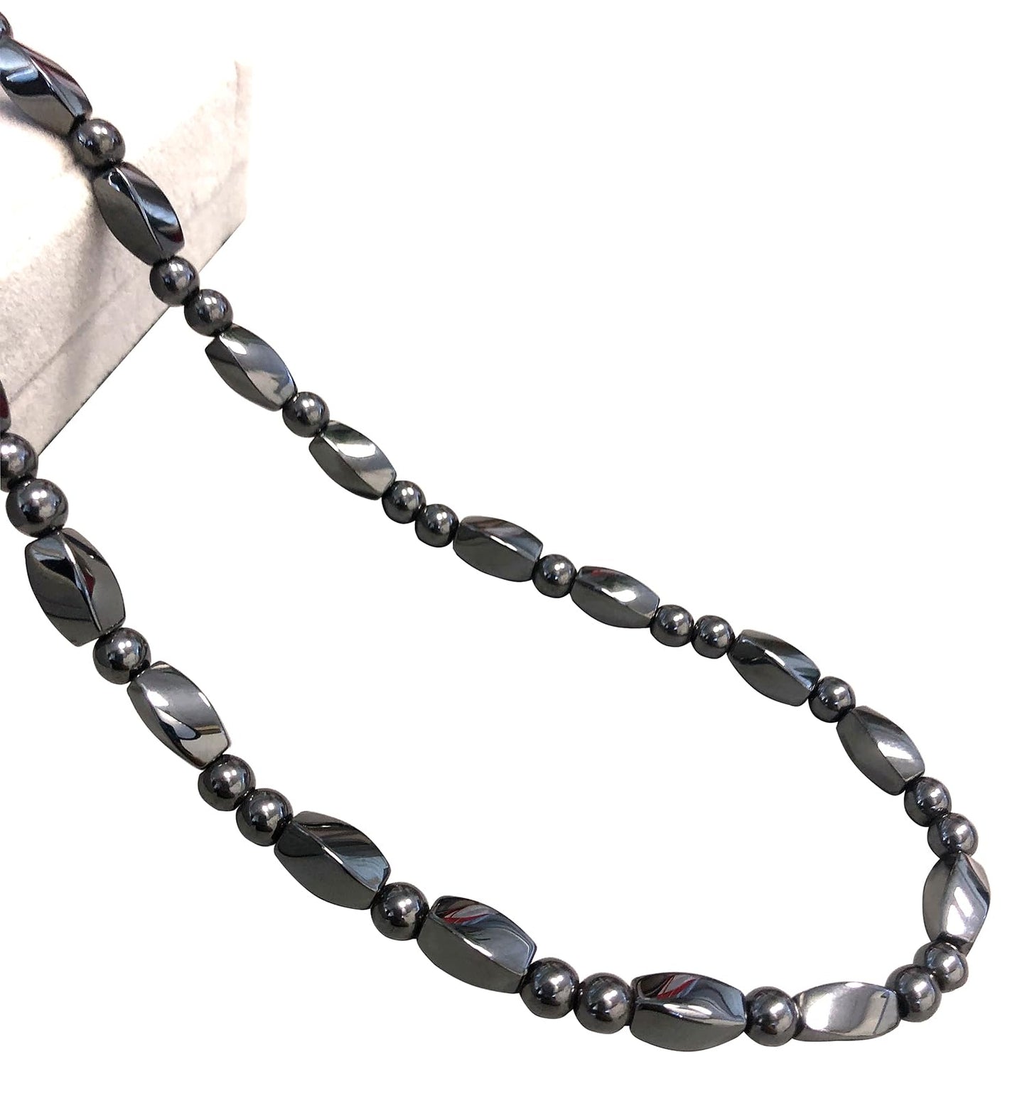 Ecooon 5A grade hematite magnetic therapy necklace for men and women, healing stone unisex 20"