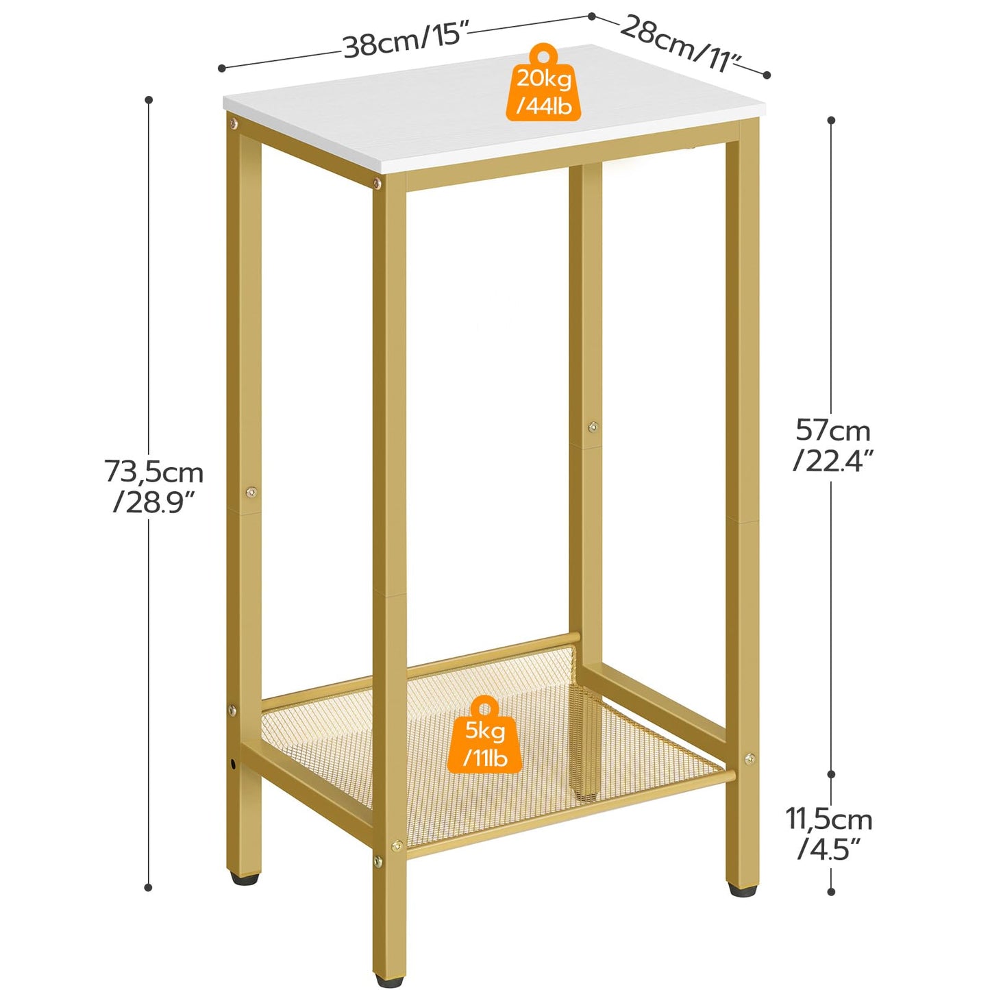 HOOBRO Tall End Table and Tall Side Table Bundle, 3-Tier Telephone Table, 2-Tier Tall End Table with Adjustable Mesh Shelves, Small Entryway Table, Laptop Table, DW01DH01G1-DW03DH01