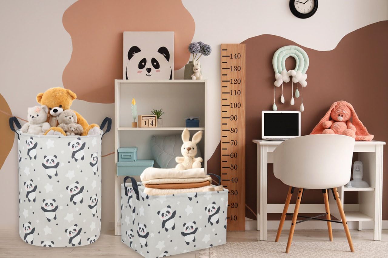 DDBASKET Kids Basket Panda Storage Bins for Girls Rectangular Baby Gift Baskets Cute Toy Storage Bin Box Organizer Book Shelf Basket Sports Balls Room Decor(Panda)