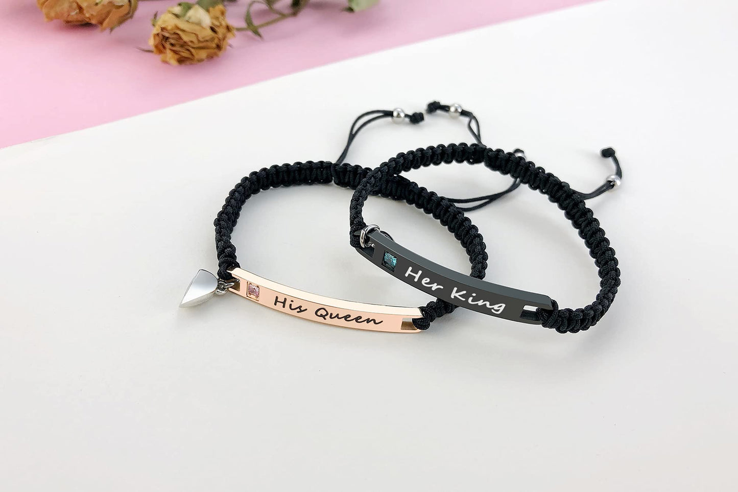MEALGUET Personalized Couple Bracelet Customized Couple Bracelets Set Mutual Attraction Custom Name Relationship Bracelet Personalized Gift for Men Women, Handmade