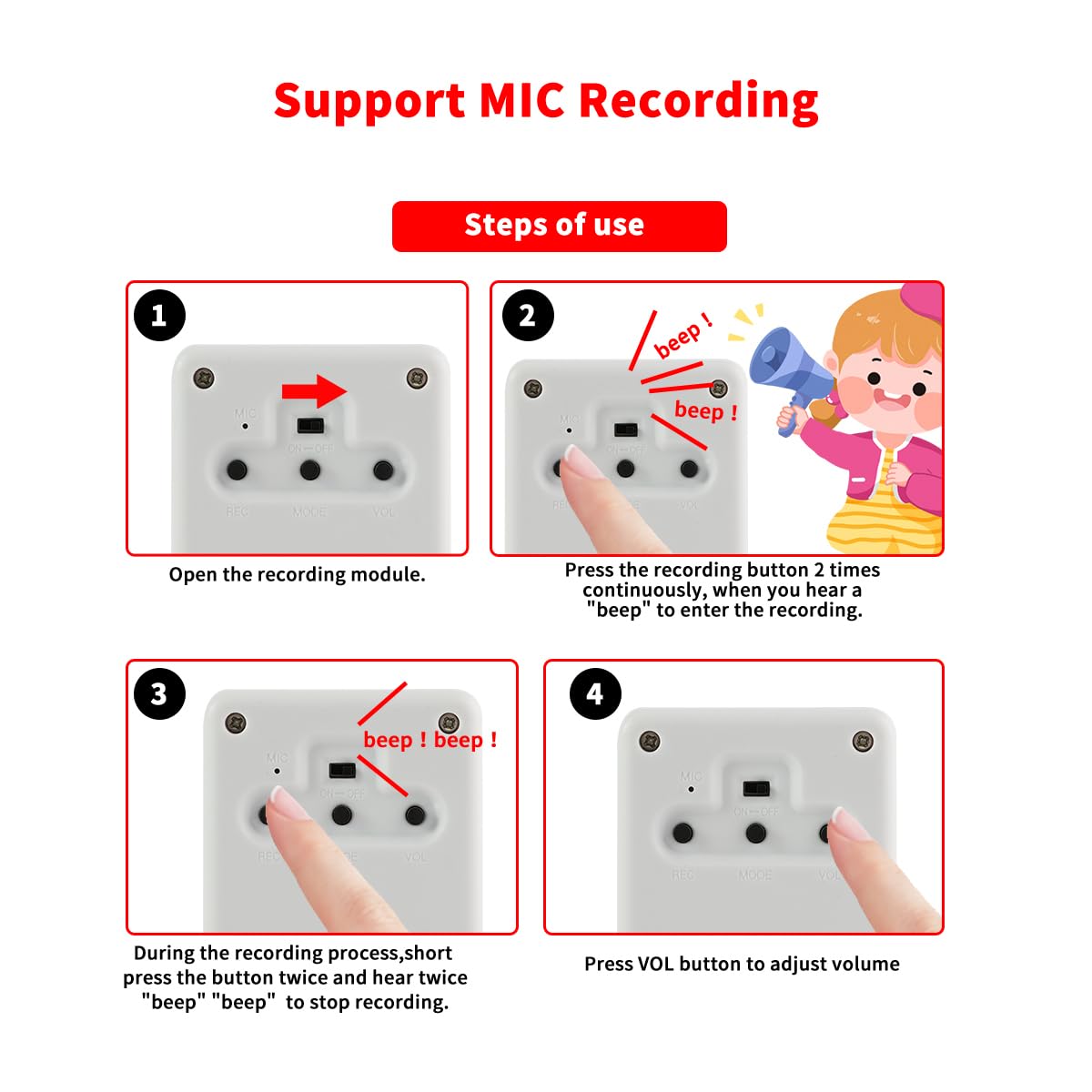 Voice Recorder Box, Support Bluetooth & MIC Recording Audio Box,16MB Sound Module with Speaker,16 Min Easy Sound Voice Box for Personalized Greetings, DIY Projects, Holiday Crafts ect-White.