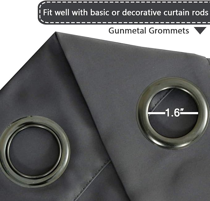 H.VERSAILTEX Blackout Patio Curtains 100 x 108 Inches for Sliding Door Extral Wide Blackout Curtain Panels Thermal Insulated Room Divider - Grommet Top, 9' Tall by 8.5' Wide - Charcoal Gray
