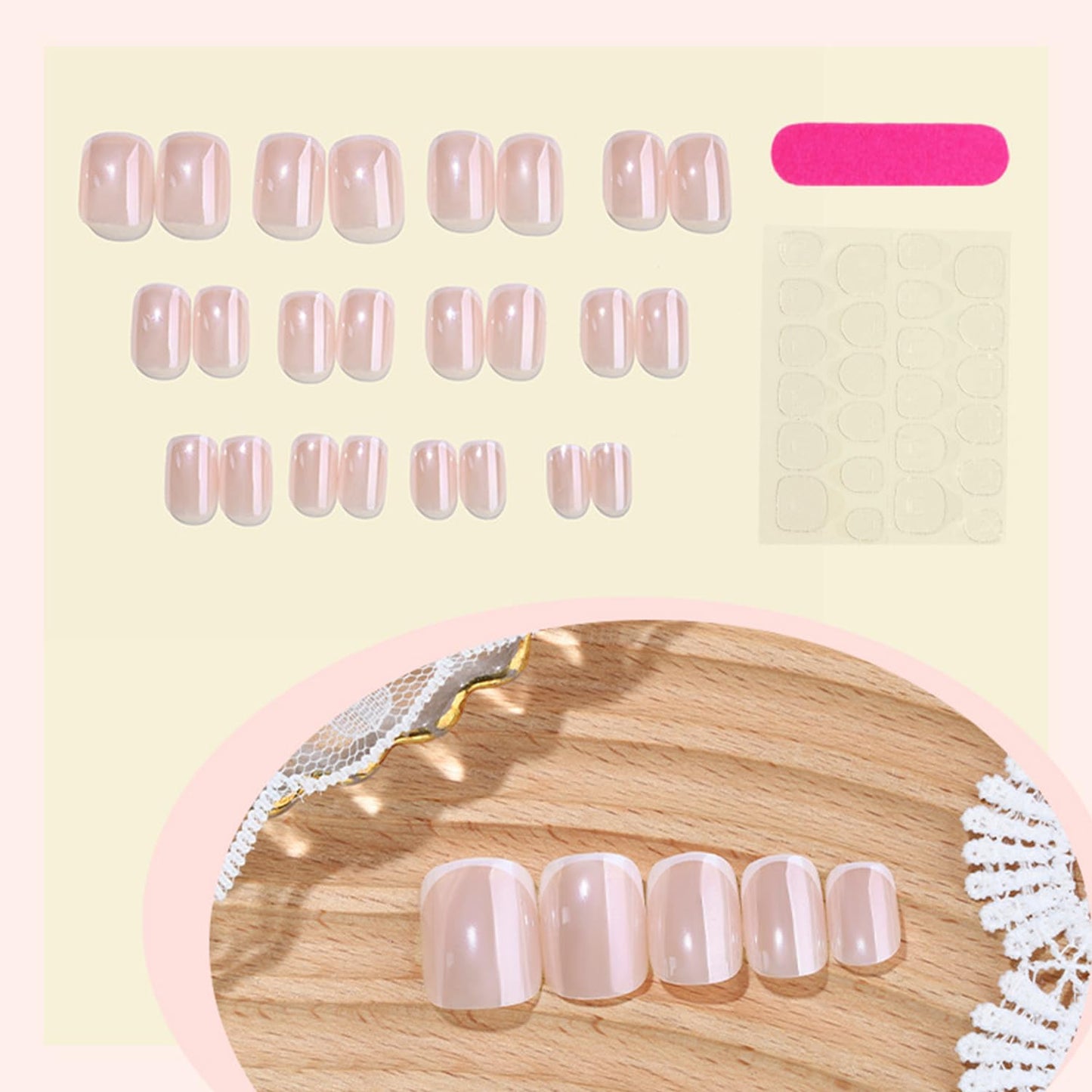 Vopintpy White French Tip Chrome Press on Nails Short Square Fake Nails with Design Glossy Acrylic Glue on Nail Reusable Full Cover Artificial Stick on Nail for Women DIY Manicure