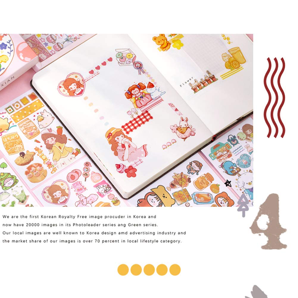Kawaii Washi Stickers Set (50 Sheets) Cute Pets Sweet Food Drink Adhesive Label Decorative Sticker for Scrapbooking Journaling Journal Planner Diary Album Letter Art Craft Envelope Gift Wrapping