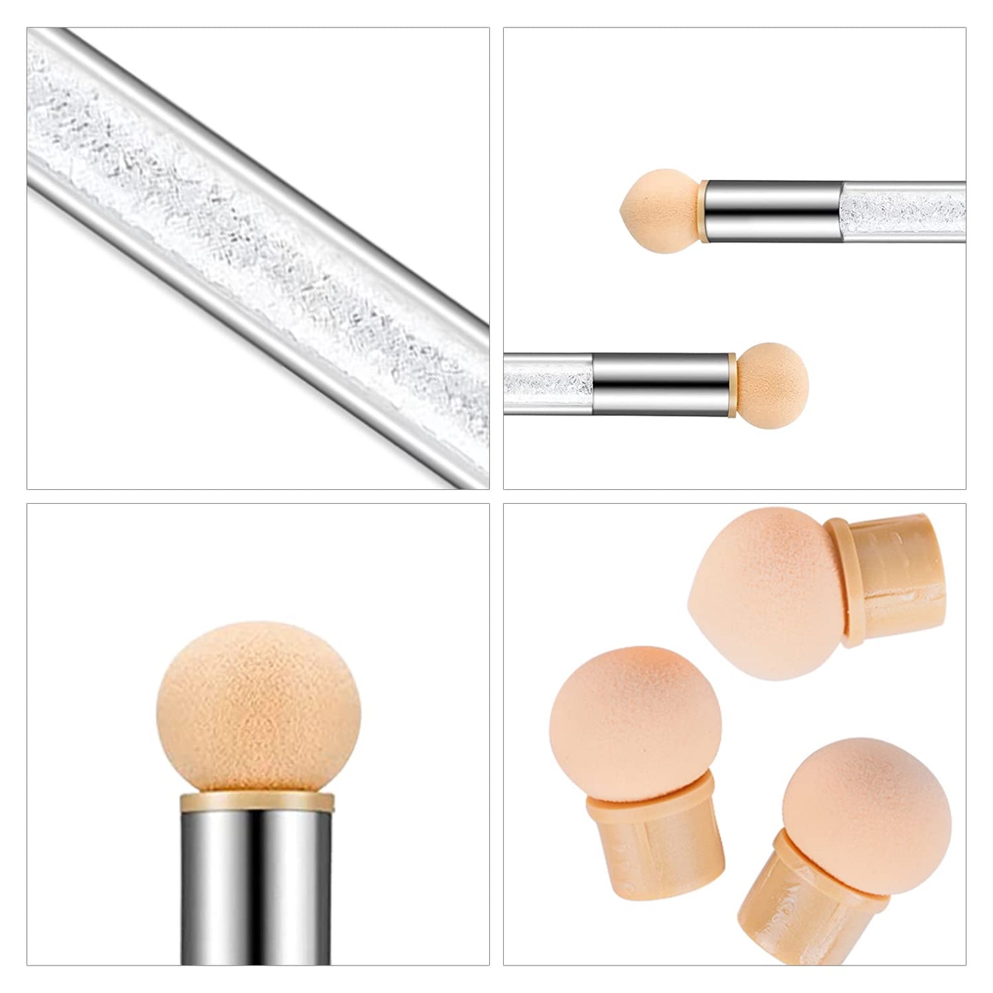 SILPECWEE 4pcs Ombre Nail Brush Nail Sponge Pen Ombre Brush for Gel Nails Acrylic Nail Art Brushes Fan Nail Pen Nail Brushes for Nail Art Design Tools with 4pcs Replaceable Sponge Head