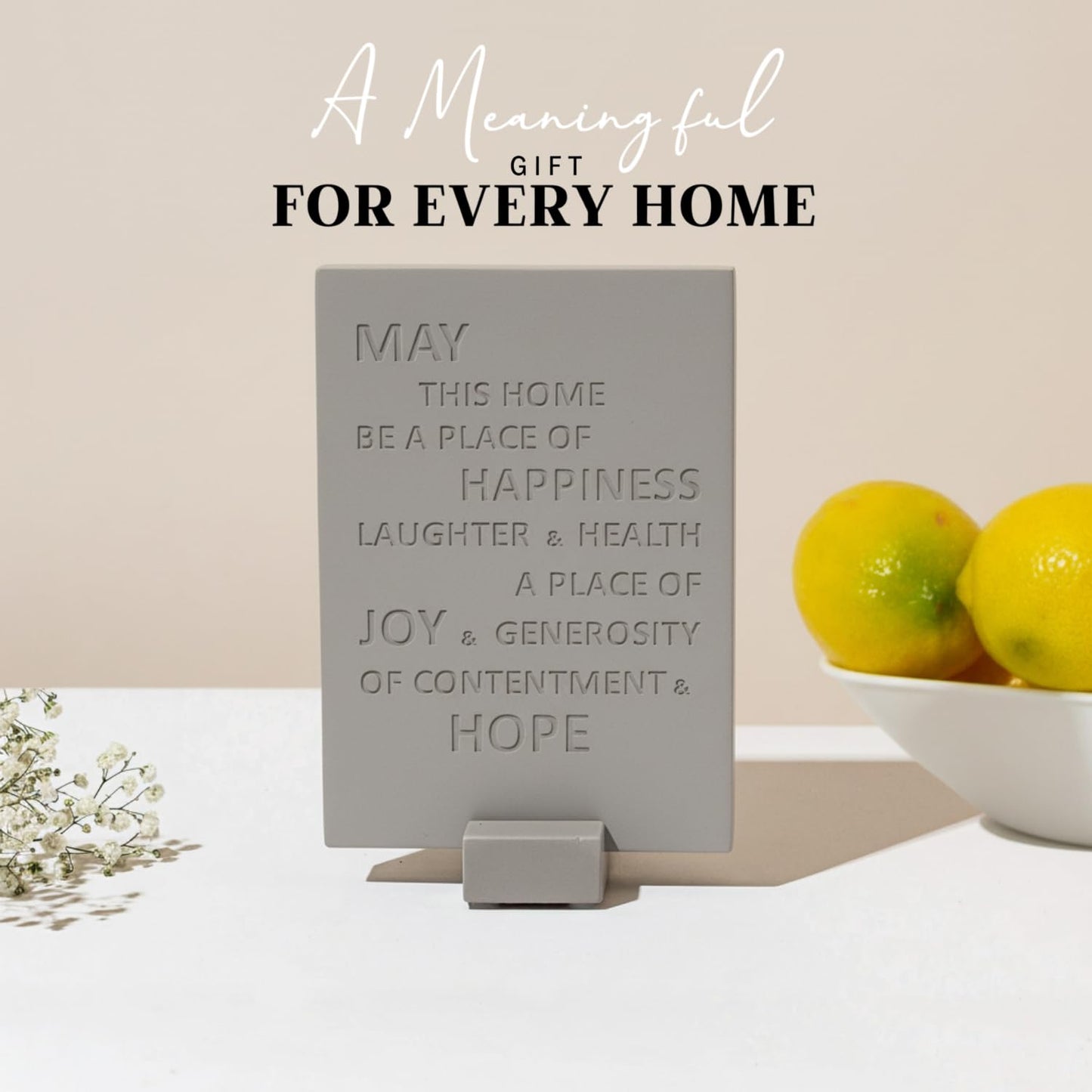 SURI Jewish Home Blessing – Modern Concrete Bless This Home Sign, Jewish Home Decor & New Home Gift