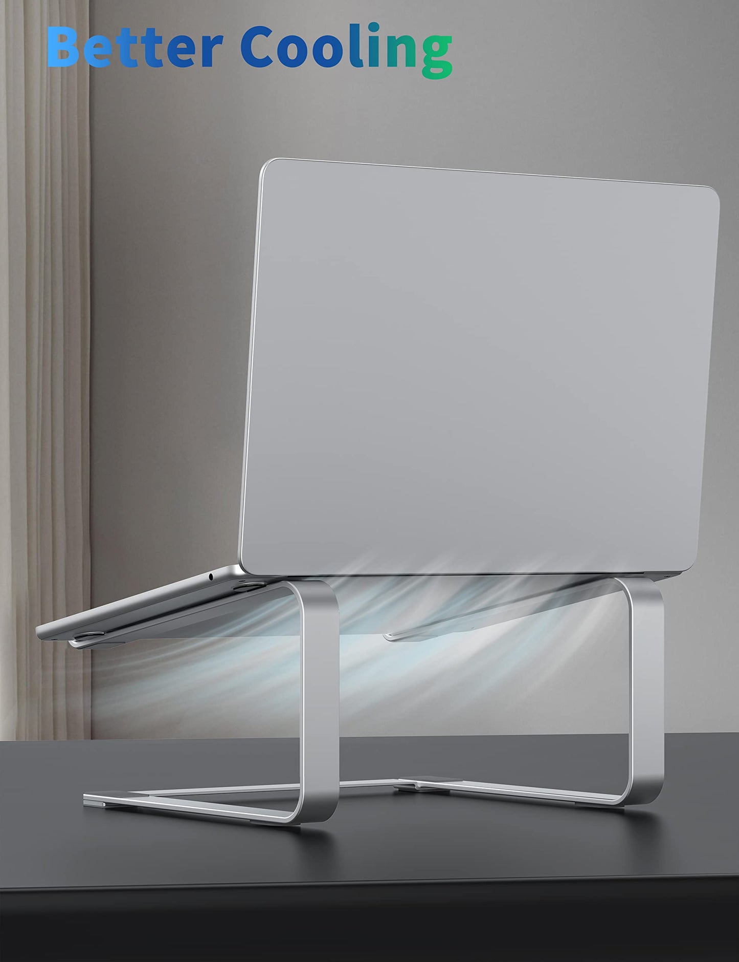 SOUNDANCE Laptop Stand for Desk, Ergonomic Metal Computer Riser for 12-17.3 Inch Laptops, Heavy Duty Stable Desktop Holder, Improves Eye Level & Workspace Organization, Silver