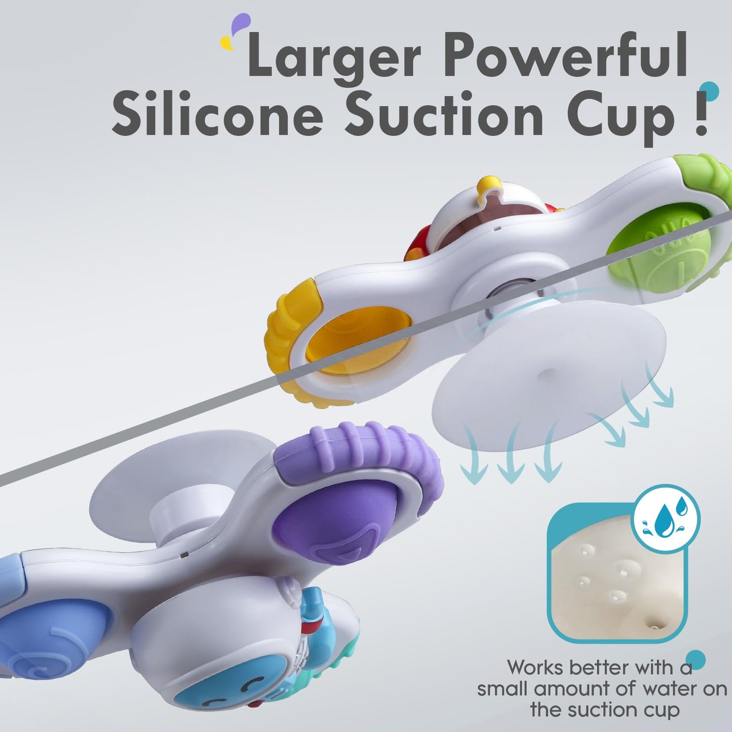 ALASOU 6 PCS Suction Cup Rotating Toys(3 Bee+3 Space) for Infant and Toddlers