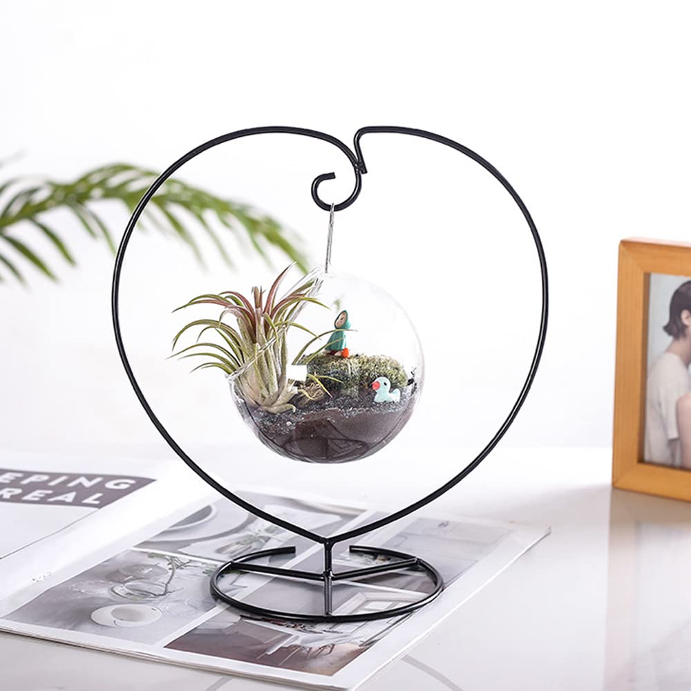 WOCTDTHW Ornament Display Stand Holder Iron Hanger for Chrismas Hanging Glass Globes (Love Shape 2 Pcs)