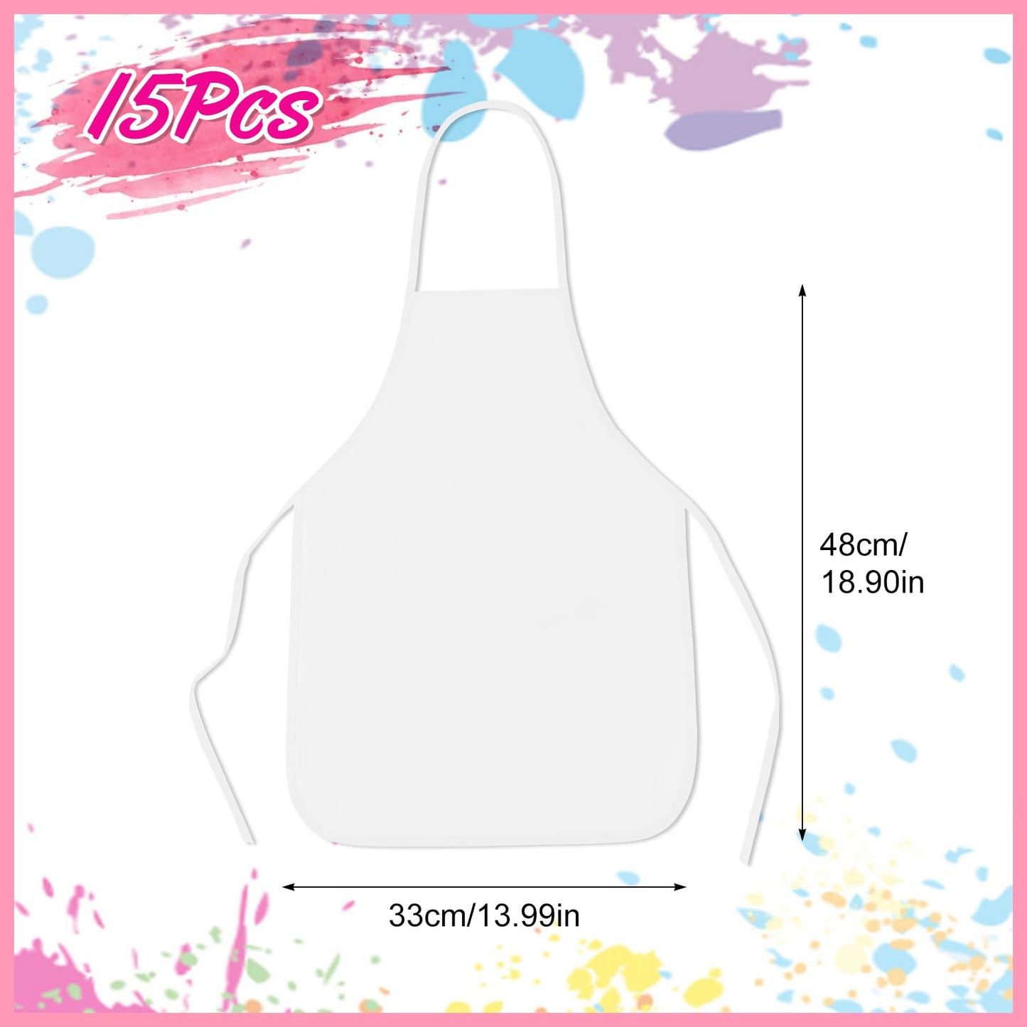 PLULON 30 Pcs Kids Painting Aprons, Kids Aprons for Painting White Art Apron Smocks Bulk for Art Activity Craft Home Kitchen Classroom Party Supplies