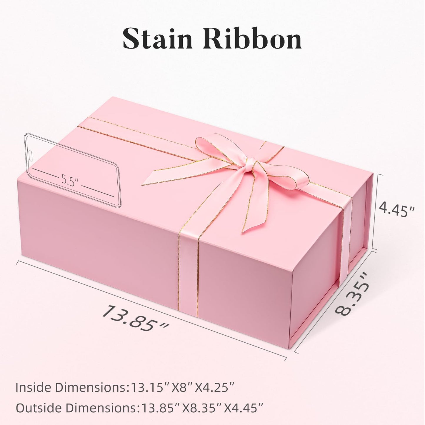LIFELUM Pink Gift Box 13.85'' x 8.35'' x 4.45'' Gift for Mother's Gifts Large Gifts Boxes for Presents Birthday Magnetic Box for Gifts with Luxury Filler,Card, Ribbon,Sticker 1 Pack