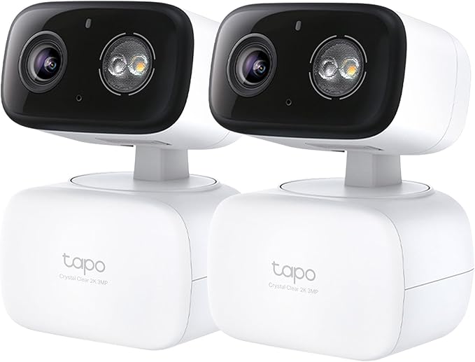 Tapo 2K Indoor/Outdoor Pan/Tilt Wired Security Camera - Baby Monitoring, Person & Baby Cry Detection, 360° Motion Tracking, Night Vision, No-Subscription Local Storage or Optional Cloud, C216 (2-Pack)