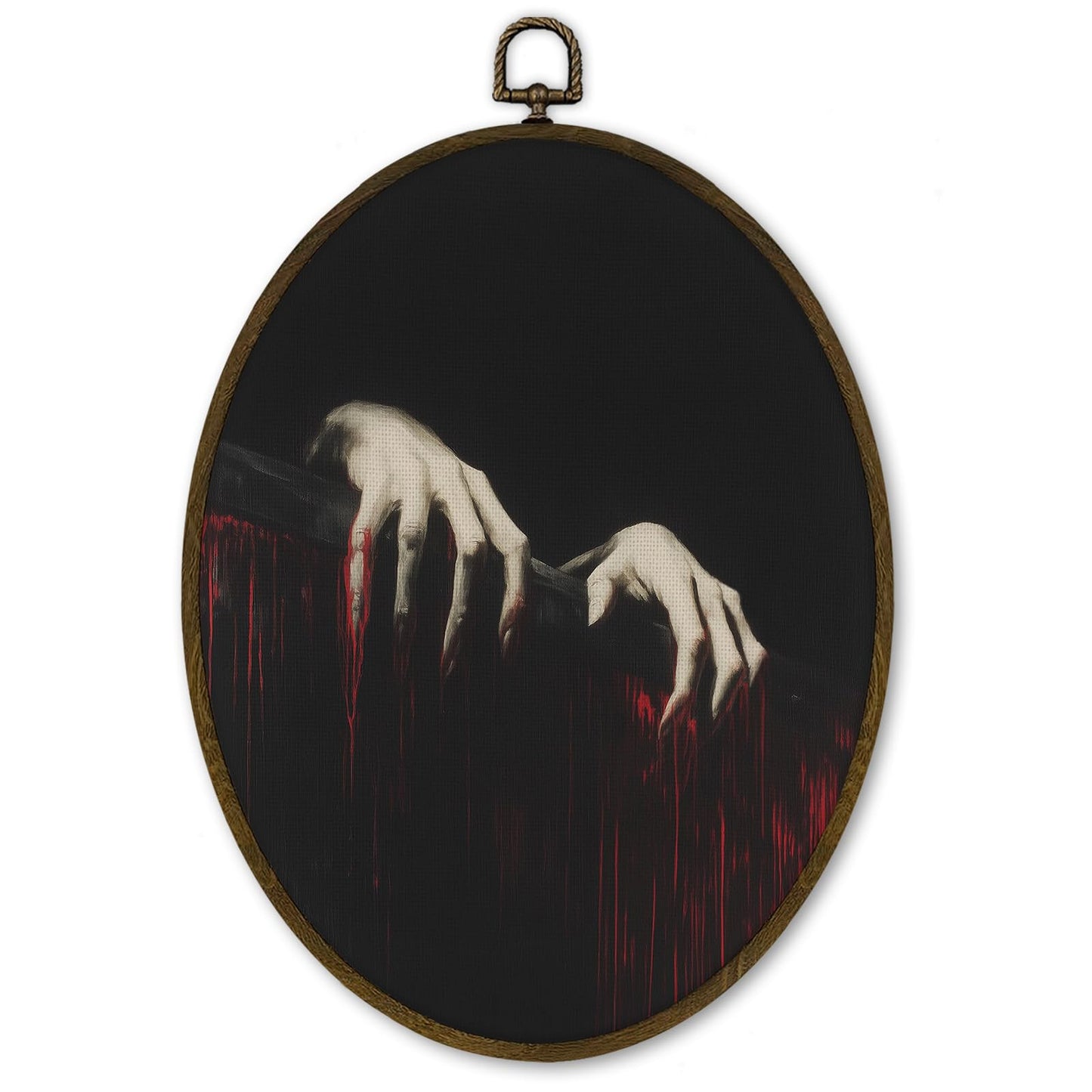 cvjutf Gothic Dark Academia Vampire Wall Art Decor Framed, Moody Goth Halloween Horror Creepy Oval Wall Decor, Witchy Spooky Clawed Hand Canvas Prints Art for Home Bedroom Living Room, 8.7x11.3 Inch